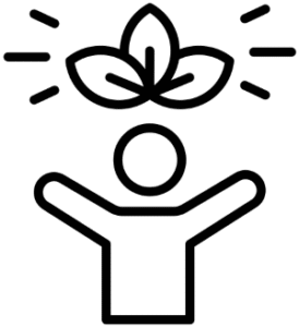 Icône d’un humain calme et apaisé au contact de la nature.