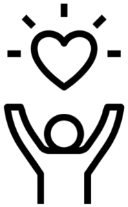 Icône d’un humain qui est connecté à son cœur.