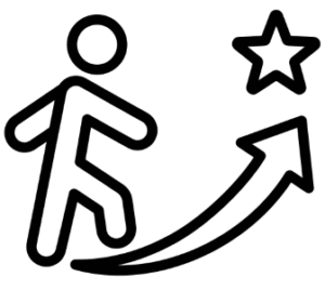 Icône d’un individu qui monte en compétences.