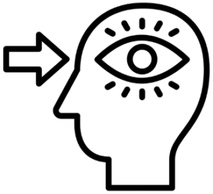 Icône d’une tête humaine avec une flèche qui pointe vers l’intérieur.